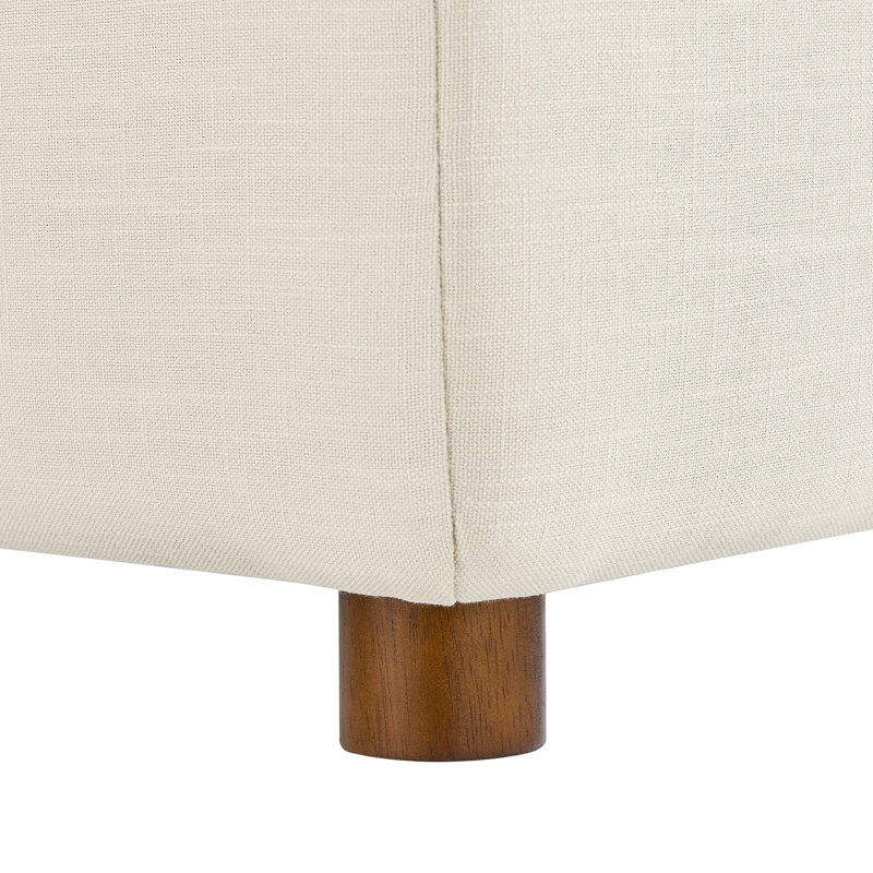 Commix Plush Light Beige Overstuffed Ottoman with Linen Texture