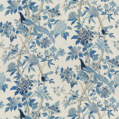 Chifu Hydrangea Bird Archive 100% Linen Performance Fabric