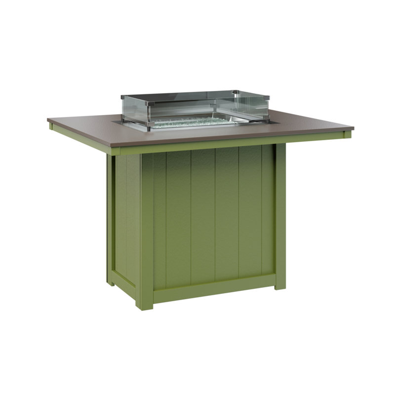 Berlin Gardens Donoma Dining Fire Pit Table, 36" H x 41" W x 54" D, Hammered Top Bronze with Kiwi Green Base
