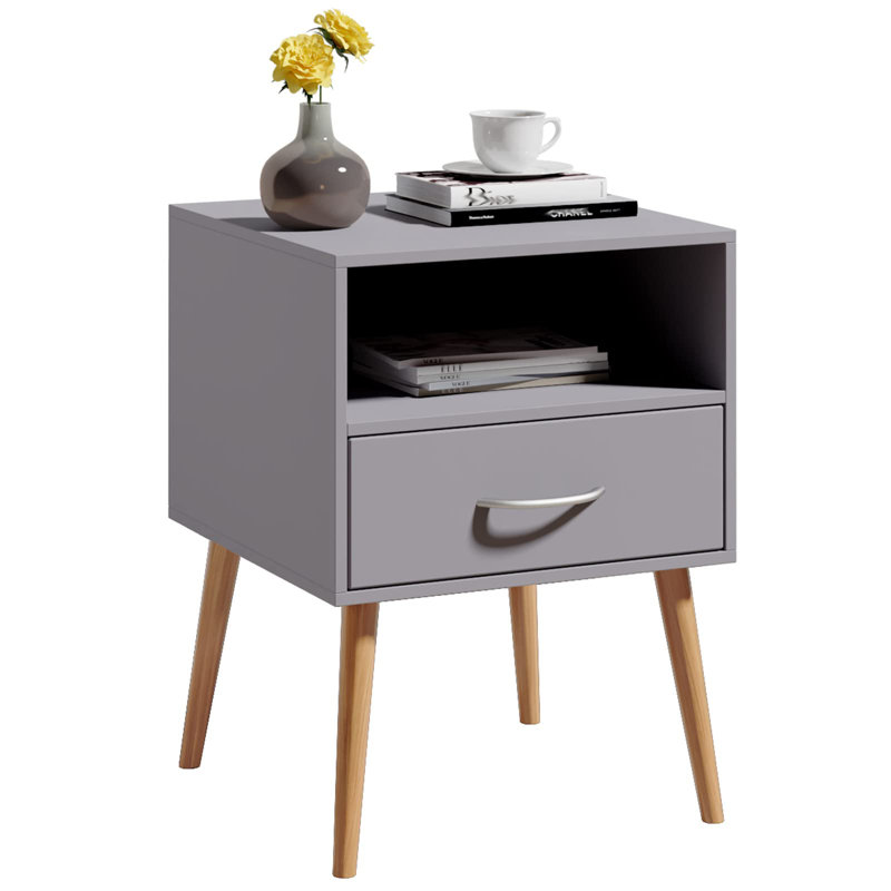 Cascade 106.68cm W Manufactured Wood Bedside Table, Grey