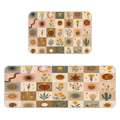 Bohemian Sun Floral Design, Kitchen Mats Set Of 2
