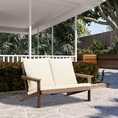 2 - Seat Outdoor Patio For Garden And Deck, Conversation In Color, Made Of Wood + Plastic, Hips Chairs With Textured Finish, Weather , Comes Fabric Cushions Pillows Garden, Backyard Colored, Plastic