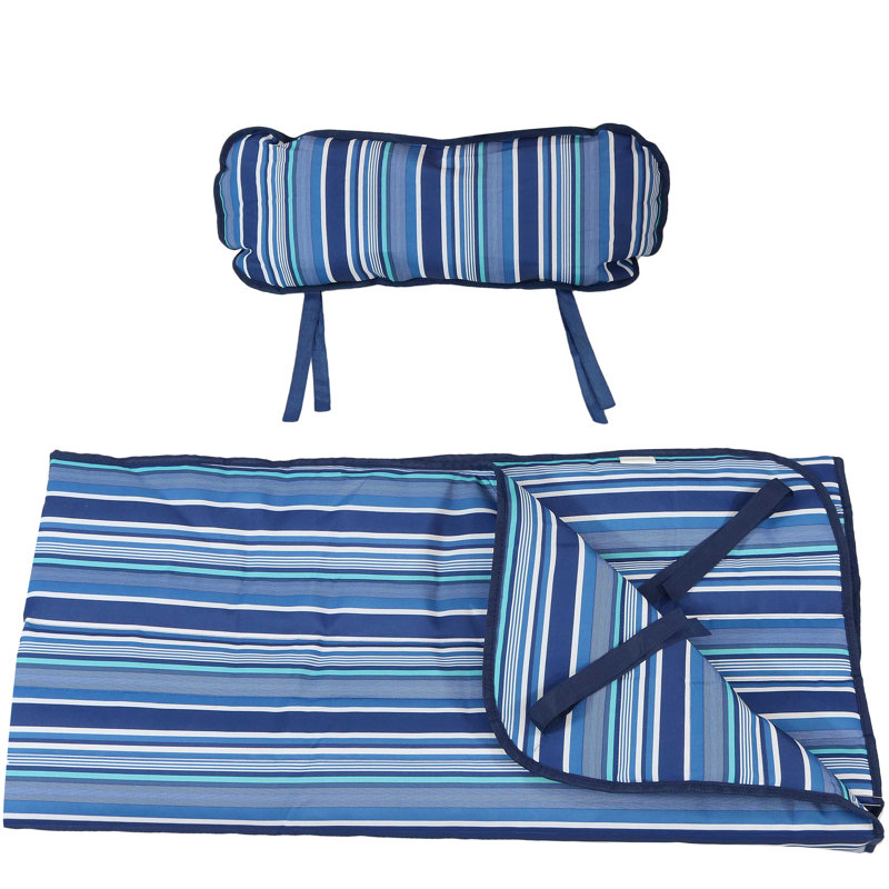 Ensemble de coussinets et hamac en polyester Cosner - Rayures brise-lames, Bleu