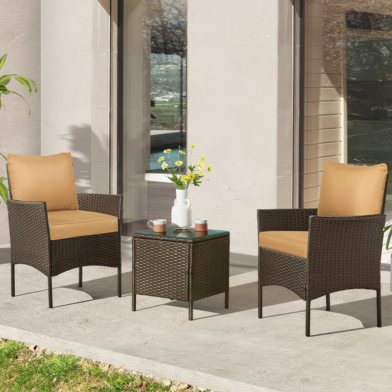 Outdoor Cushion Set Seat and Back Cushion (Set Of 2 Seats,2 Backs), Brown