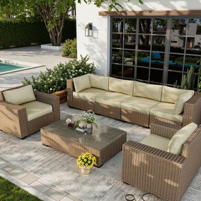 14-Piece Outdoor Sectional Cushions Set, Replacement Patio Cushions with Water-Resistant & Fade-Resistant Fabric, Non-Slip Seat Cushions with Zippered Covers for Patio Furniture