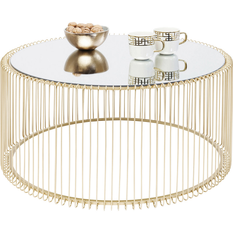 Coffee Table Wire Uno Ø80cm, Nickel/Copper