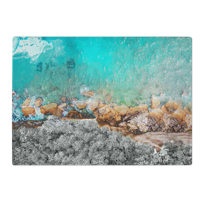 Tempered Glass Atuh Beach in Bali Indonesia Chopping Board, 39 cm x 28.5 cm
