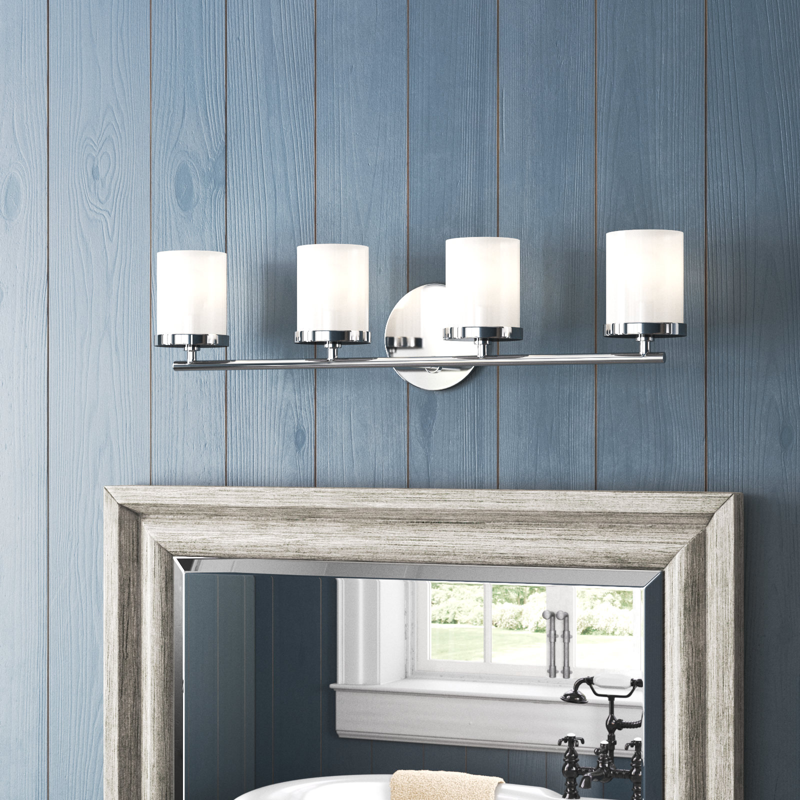 4 Light Dimmable Vanity Light, Polished Nickel