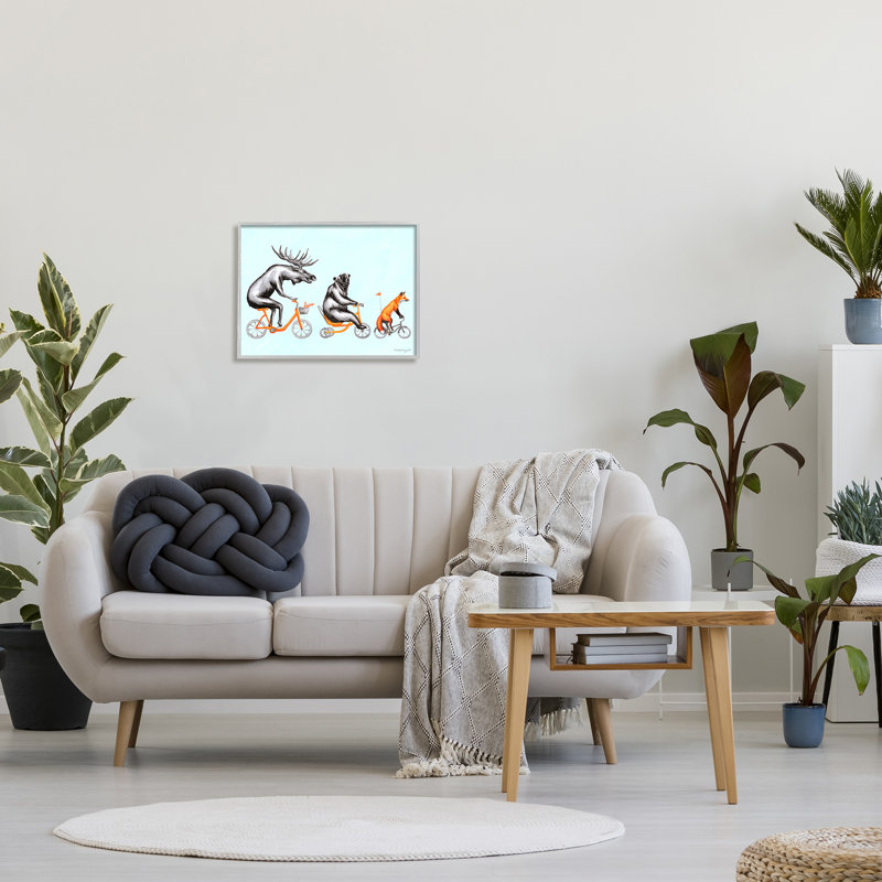 Faune, animaux, chevauchée, vélo, orignal, ours, renard, ensemble d'art texturé par Amélie Legault, L 20 po x H 16 po
