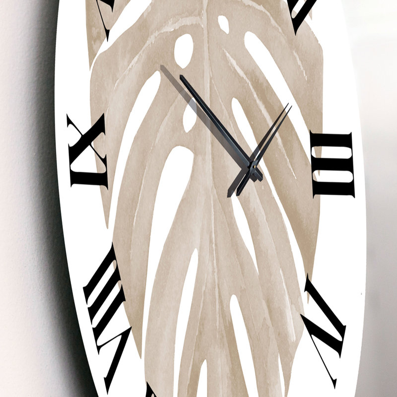 Horloge murale traditionnelle ivoire Pastel Monstera, Moyenne