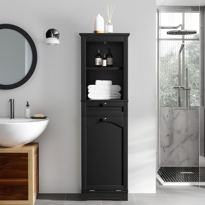 Tilted Laundry Basket Cabinet