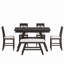 Ensemble de salle à manger polyvalent 6 pièces avec tablette de rangement, idéal pour les familles nombreuses et un agencement flexible, avec banc et chaises multifonctionnels-1900700309