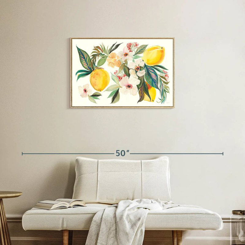 Agrumes d'été I, Cadre flottant en bois naturel, 31 po x 21 po