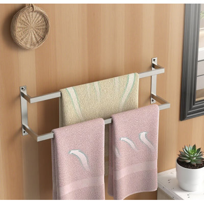 Double Towel Bar For Bathroom - 2-Tier Stainless Steel Wall Mounted Towel Rack, Heavy-Duty & Rust-Resistant Design For Organized Space