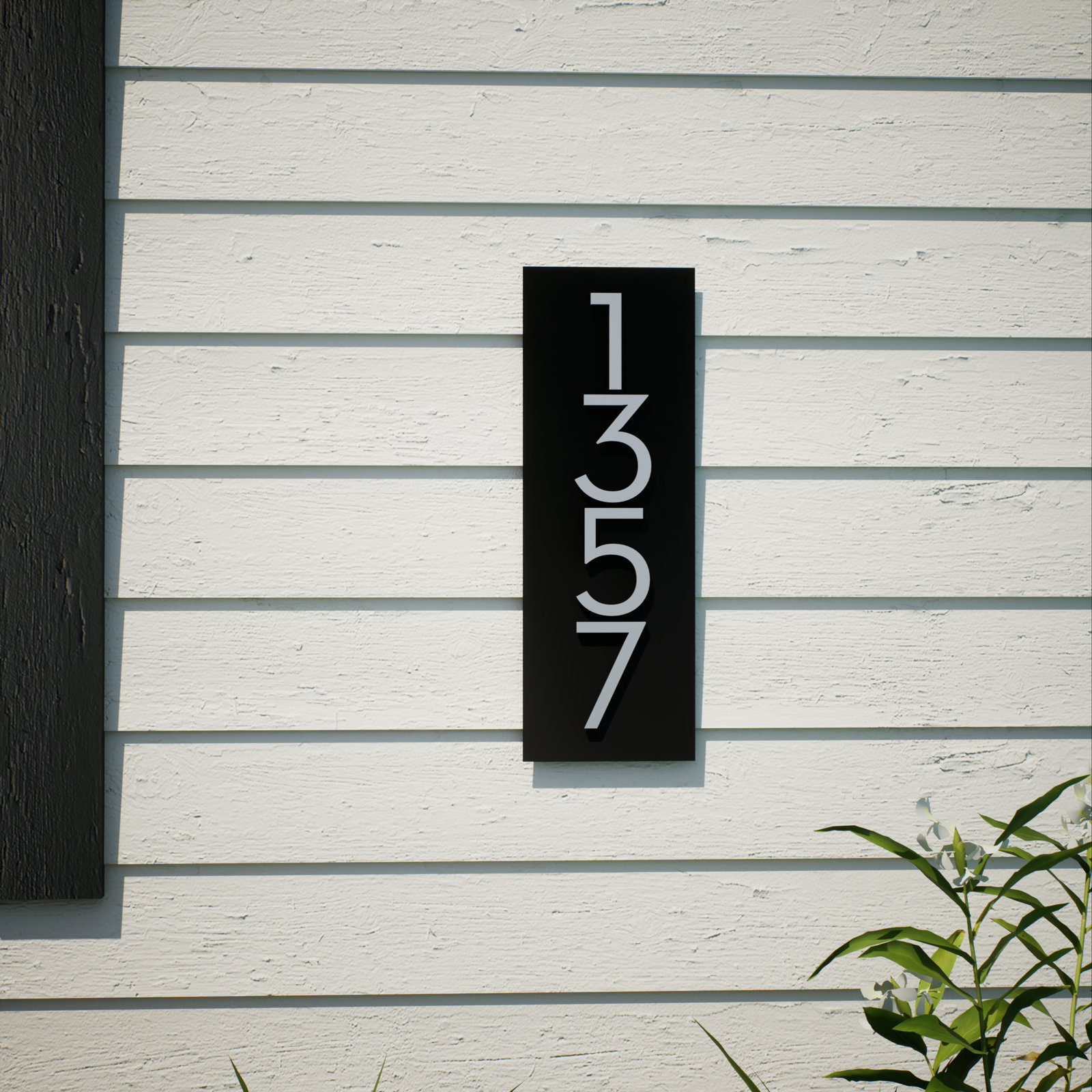 Wall Address Plaque, Black, Yes, Silver