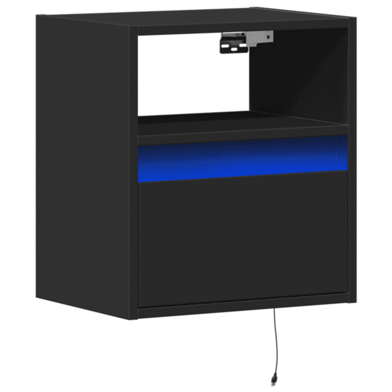 Costache 41cm W Bedside Table, Black, 2