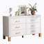 Commode 6 tiroirs, commode de rangement moderne avec poignées en métal et pieds en bois massif-2030036224