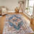 Area Rug 5X7 Vintage Bohemia Large Persian Non-Slip Washable Rug For Living Room Kitchen Bedroom Living Room Flower Design