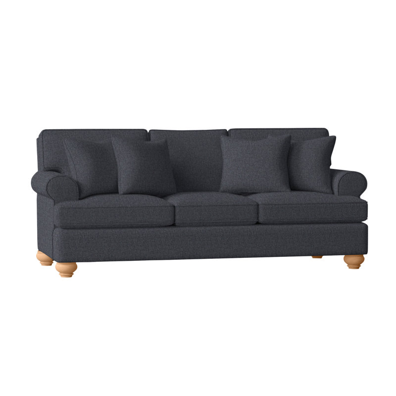 Artisan Landing Upholstered 86'' Sofa, Sandalwood, Blue Chenille/Velvet Solid; 0809-63