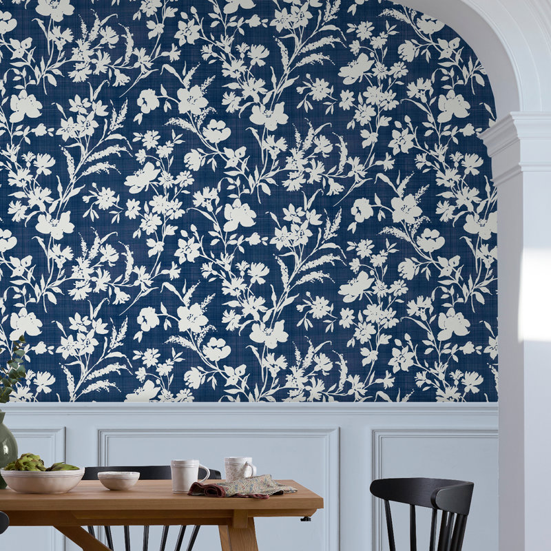 Papier peint Laura Ashley Rye, Bleu bruine marine minuit