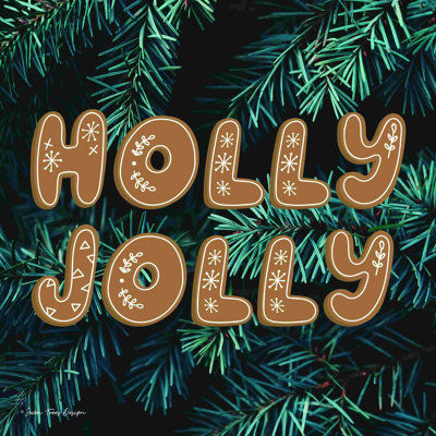 " Gingerbread Holly Jolly " Mixed Media Print
