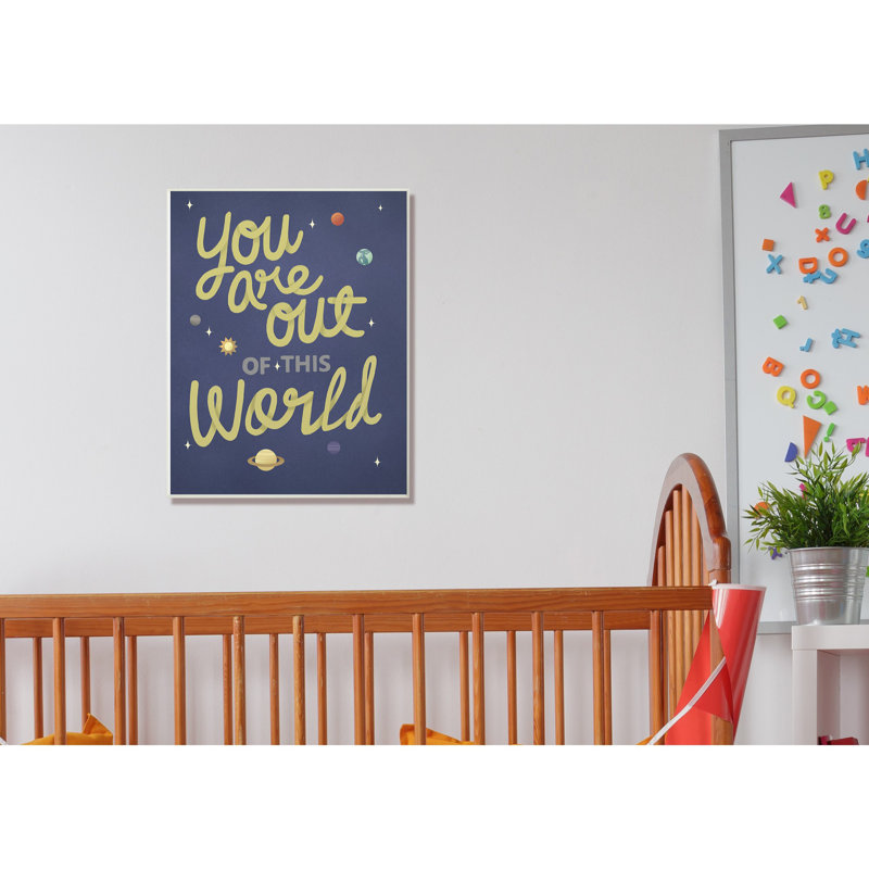 « out of this world space planètes », art typographique, Plaque murale, H 13 po x l 19 po x P 0,5 po