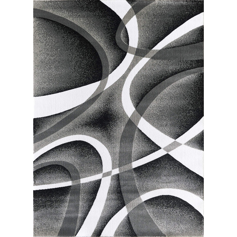 GloryRugs4x6GreySwirlsAreaRugforBedroom, Livingroom, repas - SevilleCollection4816A