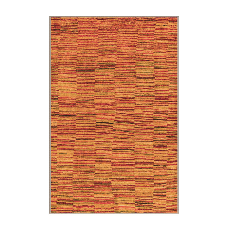 Tapis tissé à la machine orange / rouge Nausica, Rectangle 7 pi x 10 pi