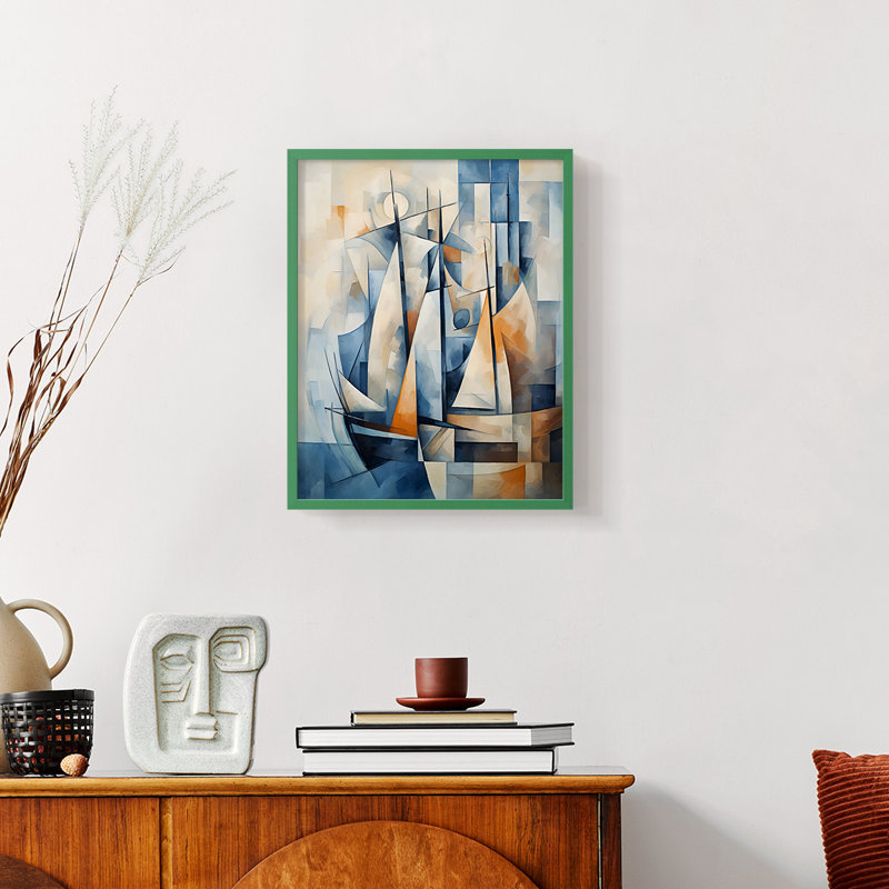 NAUTICAL Series CCCCLXXXXI - Reproduction encadrée de qualité supérieure - Prêt à être accroché - Aucun clou requis, Vert