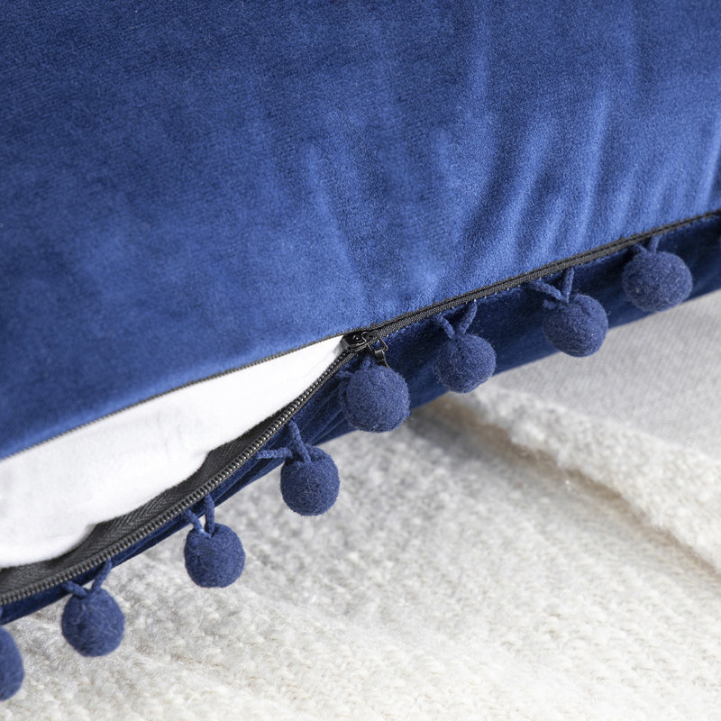 Tassels Reversible Throw Pillow, 20" x 20", Navy
