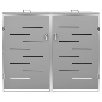 Armoire de rangement pour poubelle double en acier inoxydable 54,3 x 30,5 x 44,3 po Double Wheelie Bin
