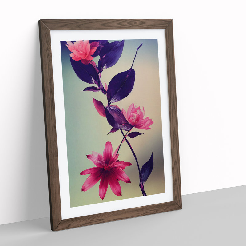 The Mysterious Flowers - Single Picture Frame Painting, Walnut, 46cm H x 34cm W x 2cm D