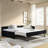 Full Size Upholstered Daybed In Black Velvet With Trundle, Bed Frame Featuring Comfortable And Arm Support, Vertical Stripe Pattern For A Mid - Century Cute Aesthetic, Suitable Living Room Bedroom,