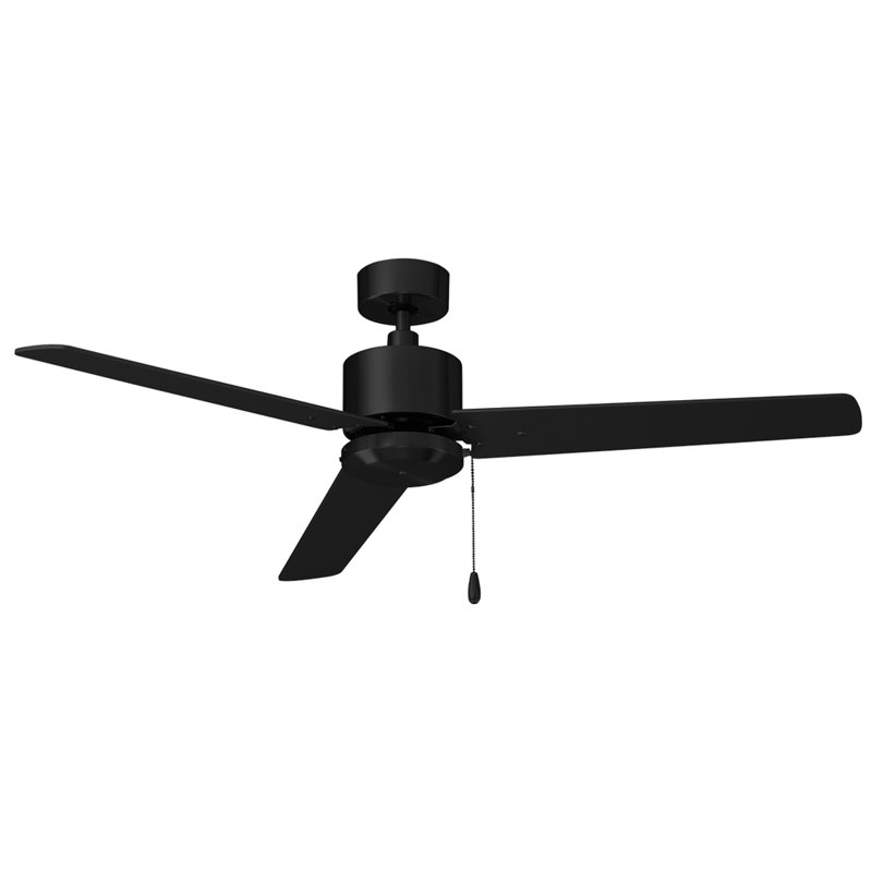 Kammerer 52" 3-Blade Indoor Ceiling Fan, Matte Black, Matte Black