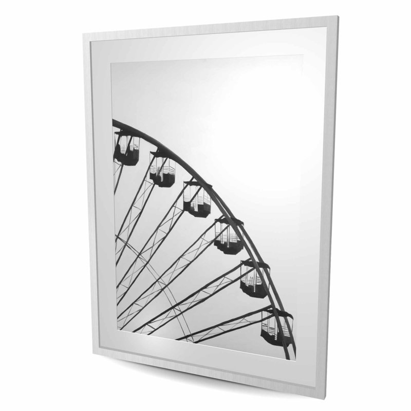 Quart de grande roue - imprimé noir et blanc pour Man Cave, H 48 po x l 36 po, Argent argent