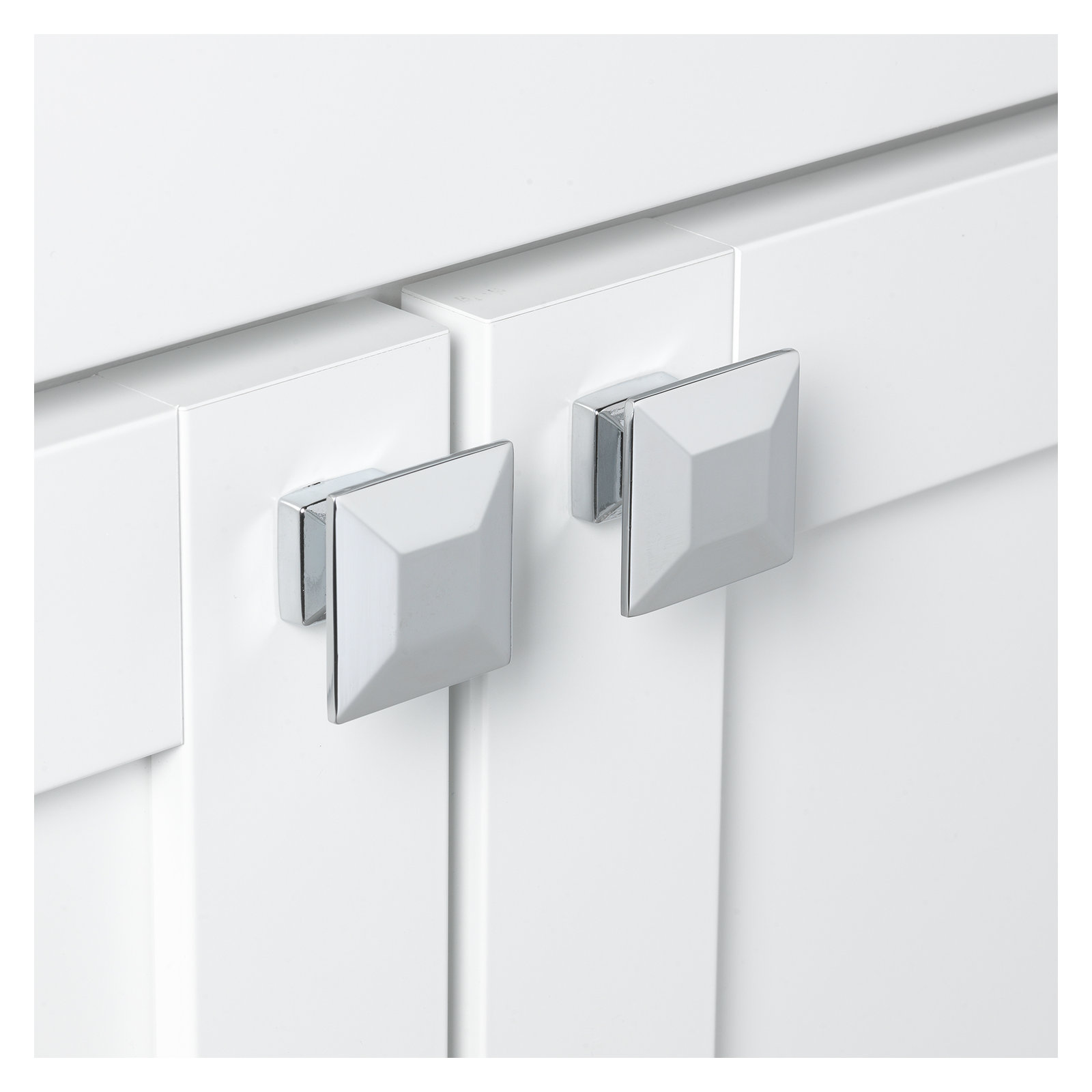 1 3/8" Length Square Knob, Polished Chrome