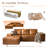 Modular Deep Seat Faux Wax Leather Modern L-shaped Sectional Sofa In Light Brown With Wide Armrests, No Assembly Required,Compression Packed-2104784329