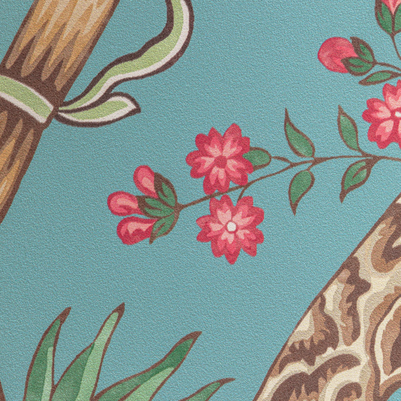 Manoir Luberon 33' L x 27.5" W Wallpaper Roll, Aqua/Red/Green