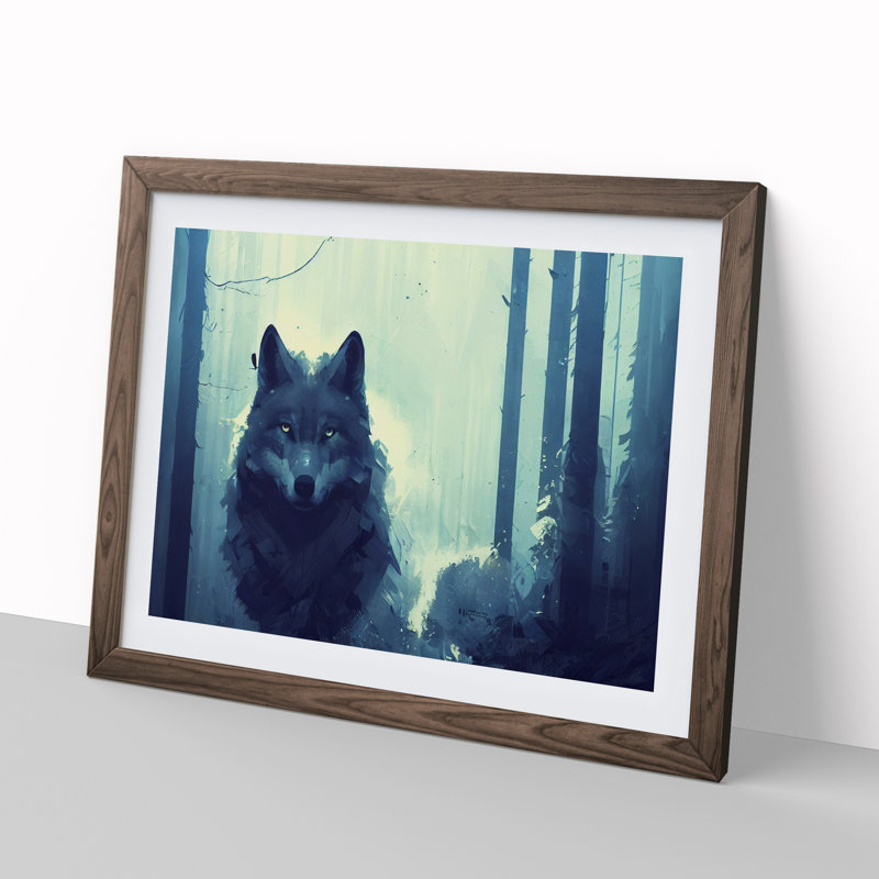 Wolf Art Painting Vol.3 - Framed Print, 46cm H x 64cm W x 2cm D, Walnut