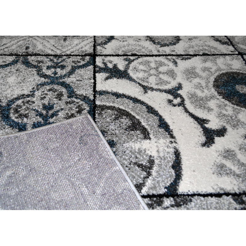 Tapis à motif géométrique gris Beaufort, Rectangle 7 pi 10 po x 9 pi 10 po