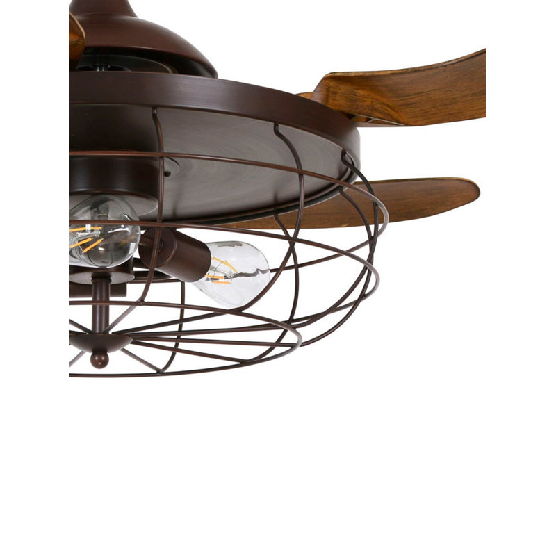 Amabilia 122cm Ceiling Fan with Light Kit, Oil Rubbed Bronze with Brown Blades