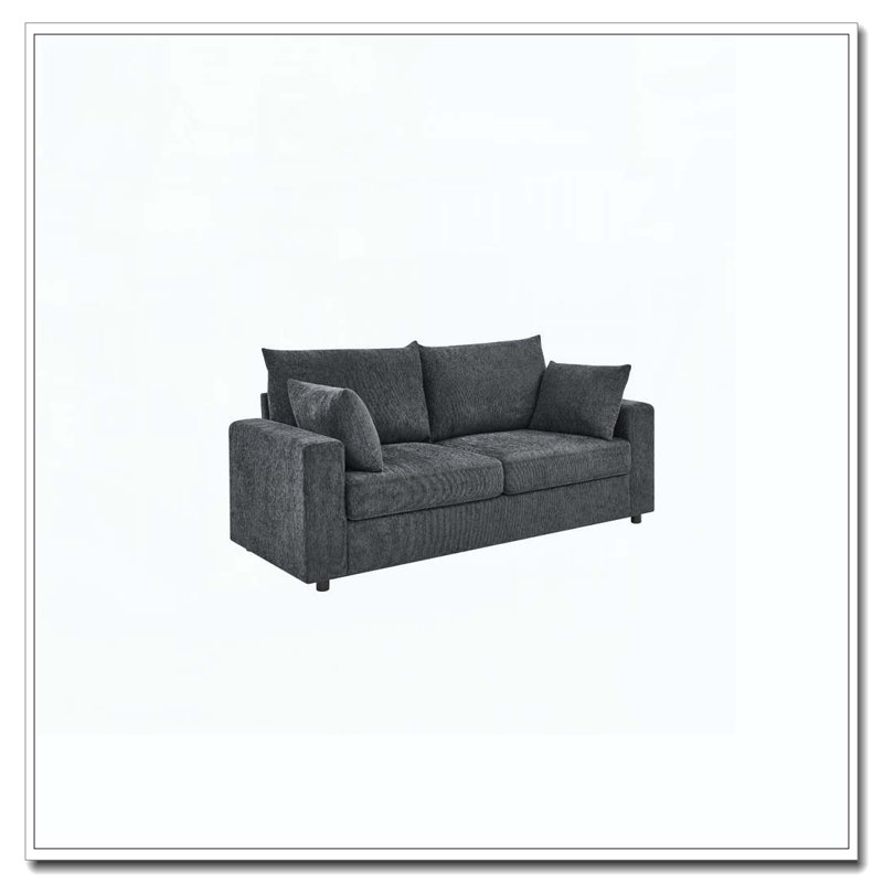 78" Upholstered Sofa with Deep Cushions, Blue Gray