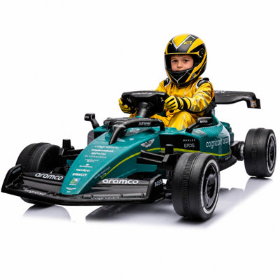 Kart électrique sous licence Aston Martin 24 V, 4 moteurs de 100 W, roues en EVA, musique Bluetooth pour enfants de 3 à 8 ans