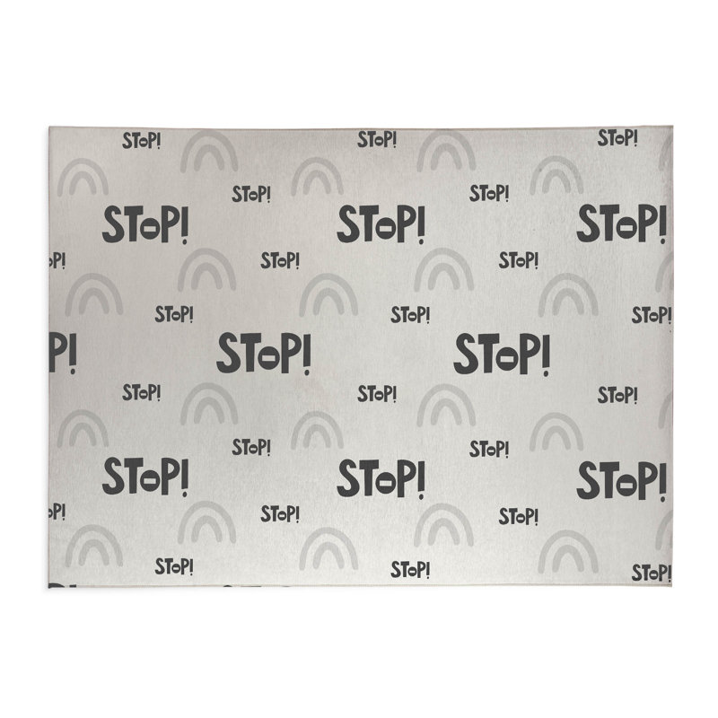 Stop Slate Kids Play Mat, Rectangle 4' x 6', Ivory/Charcoal