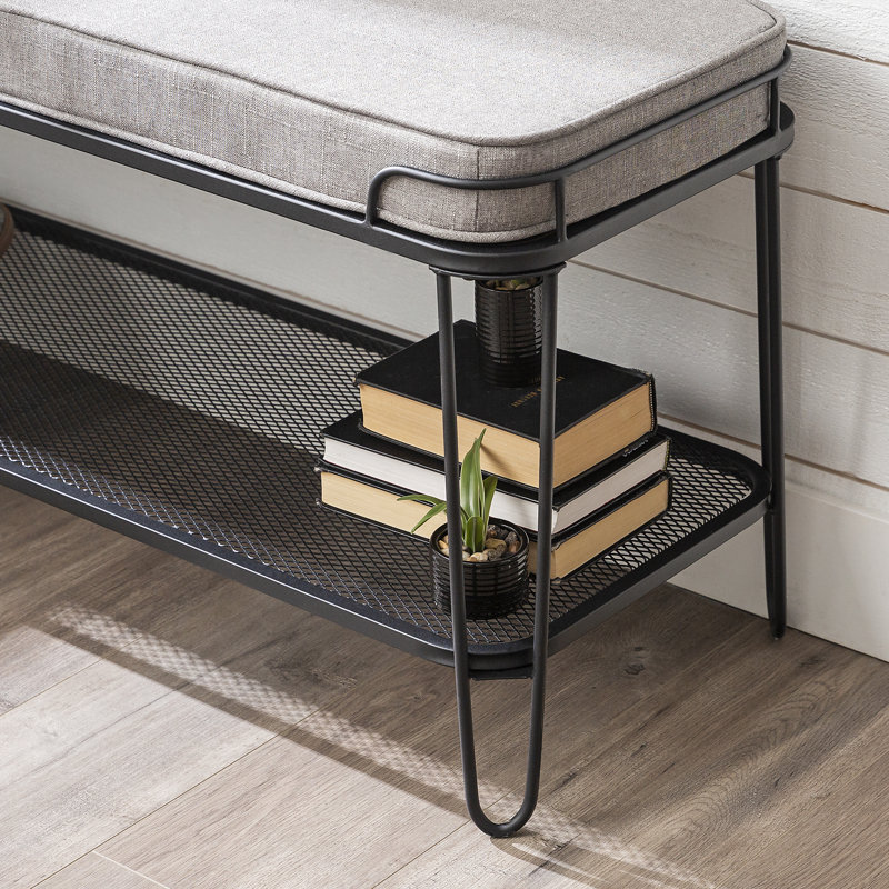Maisonet Polyester Blend Upholstered Bench, Gray