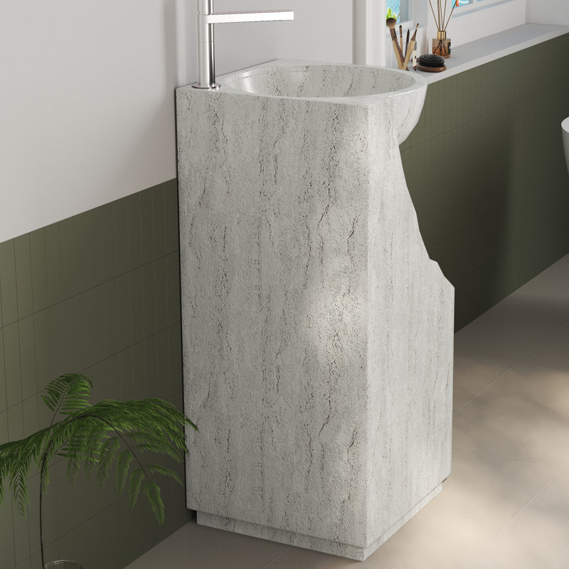 Lavabo de salle de bain sur pied 34 po, cuve à surface solide