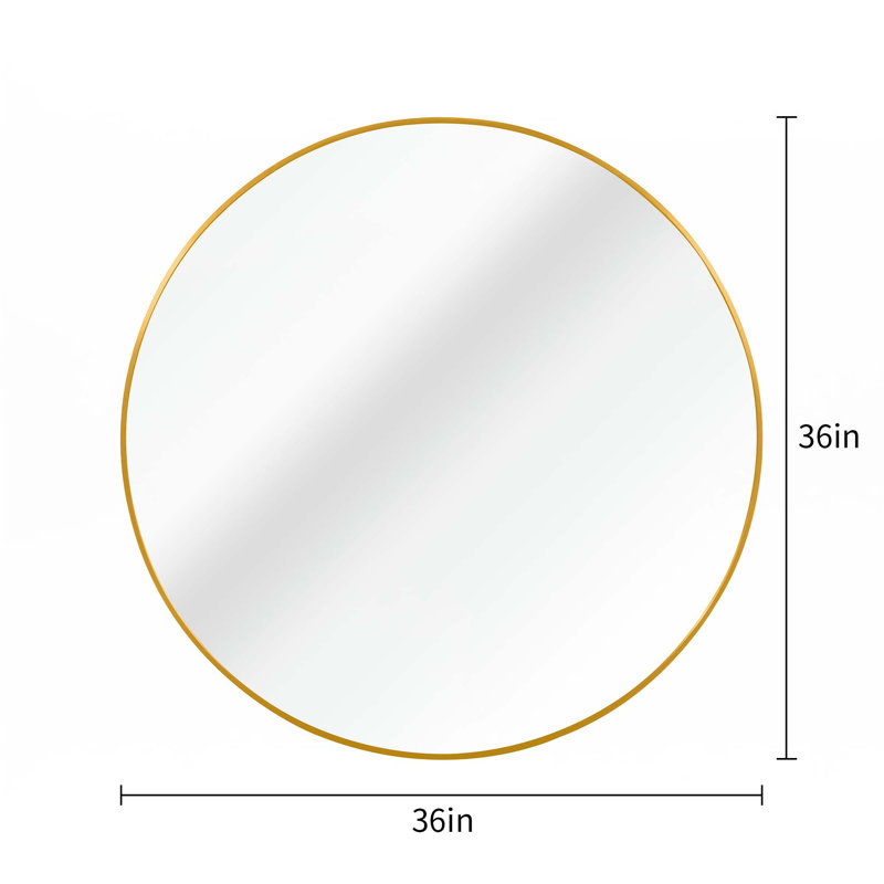 Metal Round Bathroom Mirror, Gold, 36" H x 36" W
