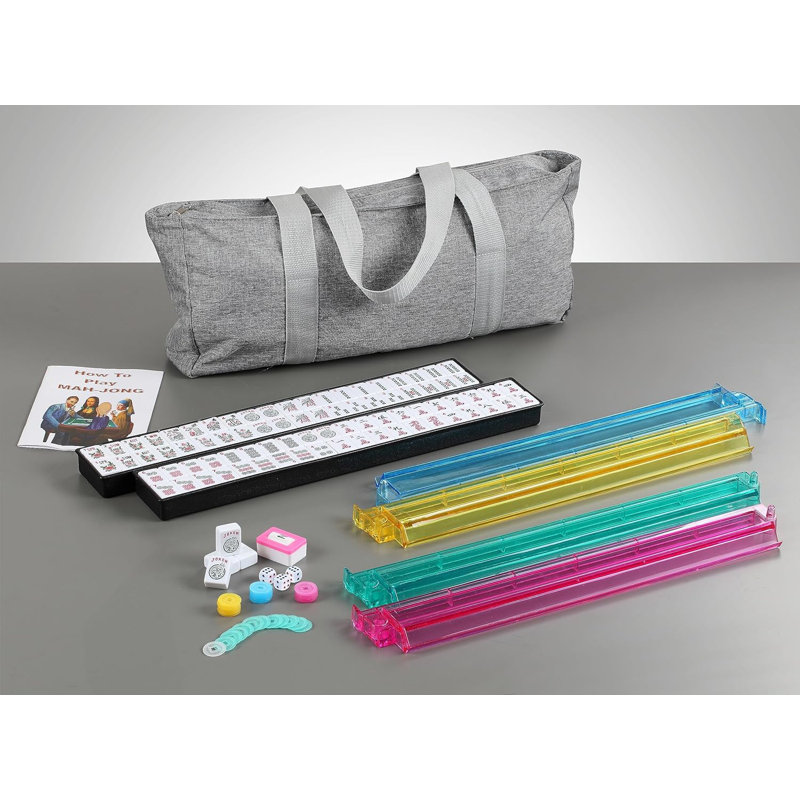 American Mahjong Set Combo Grey Bag 166 Tiles 4 All in One Colour Pushers Racks Combo Easy Carry