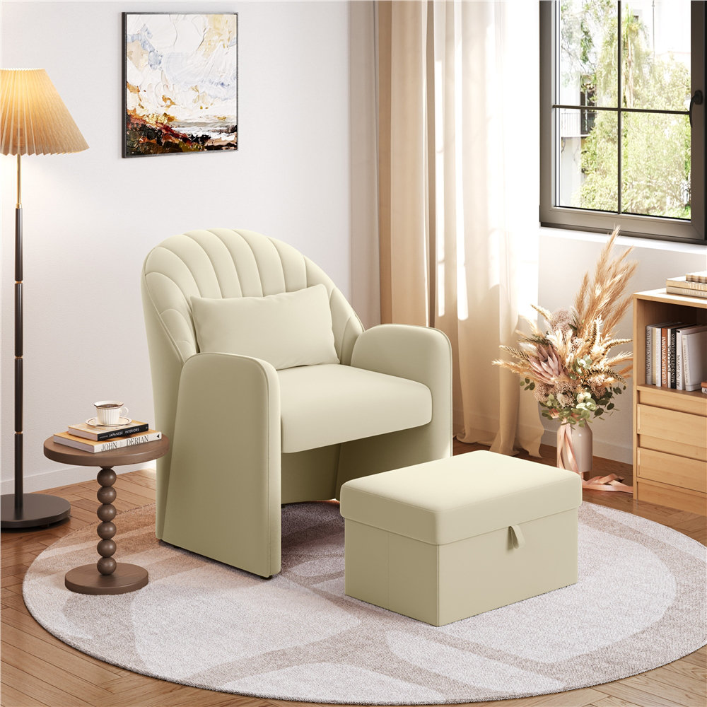 Accent Chair & Storable Ottoman Sherpa Chair w/Storage Ottoman - Plush & Space-Saving Design