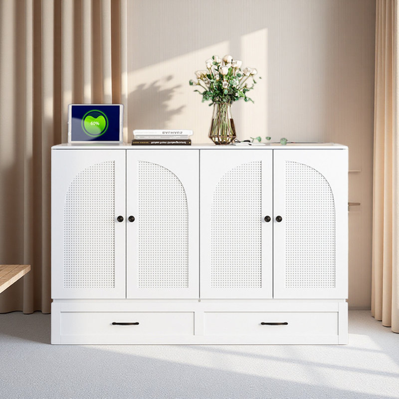 Lit escamotable avec grands tiroirs Murphy, Lit double, Blanc